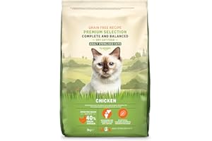 Amazon-Marke: Lifelong - Katzenfutter für ausgewachsene Katzen, Fein zubereitetes Trockenfutter mit frischem Huhn, Getreidefreie Rezeptur, 3 kg (1er-Pack)