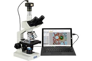 OMAX - Microscope numérique trinoculaire 40X-2500X avec appareil photo numérique USB 5 MP et scène mécanique double couche – M83EZ-C50U