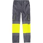 WORKTEAM High-Visibility Slim Fit Work Trousers with Reflective Tapes, Multi-pockets and Stretch Fabric. EN ISO 20471. Class