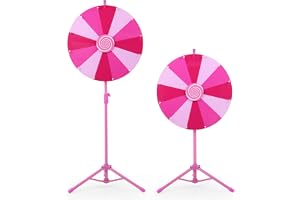 COSTWAY 60 cm lyckohjul med 12 fack och fällbart stativ | Höjdjusterbart prishjul med markeringspenna, whiteboard svamp, bärväska, lotteri spel, för fester, mässor, karneval