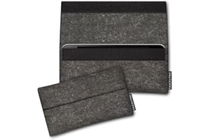 SP SIMON PIKE Simon Pike Hülle Tasche kompatibel mit Apple iPhone 15 Pro I 14 Pro | 13 Pro (Gr. G) | Filztasche New York Basic in anthrazit aus Filz (echtem Wollfilz) Handyhülle