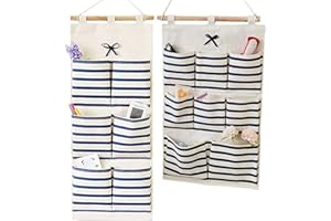Ylinwtech 2 Piezas Bolsa de Almacenamiento Pared,Organizador Colgante,Bolsa de Almacenamiento Montada,con 6 Bolsillos y 8 Bolsillos,para Dormitorio,Cuarto de Baño,Armario,Cocina