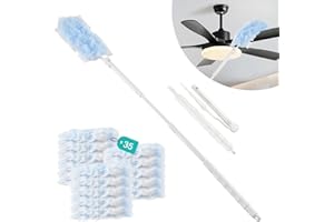 ALANGDUO 35 Tücher für Swiffer Staubmagnet Nachfüllpack, mit 1 Teleskopstange Handgriff, Staubmagnet Staubwedel für Swiffer Duster Tücher,Reinigungsstaub Staubtuch Nachfüllung, für Tierhaare, Schmutz