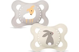 MAM Original Schnuller | Latexschnuller | 0-6 Monate | stillfreundlicher Babyschnuller | von Hebammen empfohlen | besonders bissfest | Naturkautschuklatex | Schaf/Hase | 2 Stück