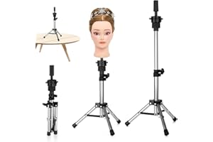 NEVERLAND BEAUTY & HEALTH Neverland Beauty Mini soporte maniqui de peluqueria Trípode Cabeza de trípode con pata gruesa, soporte de peluqueria Soporte de trípode Aluminio Sostenedor Soporte Trípode 14.37-22.44 pulgadas