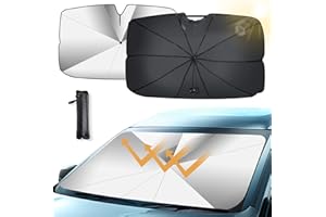 Oziral Car Windscreen Sun Protection, Prevents Scratches, Car Windscreen Parasol, UV Protection, Foldable Protection with Car Sun Visor, UV Blocking, 79 cm x 140 cm (31 x 55 inches)