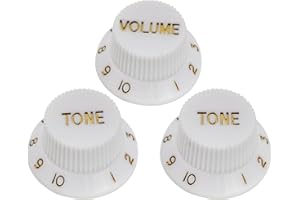 Musiclily Metrica Manopole Strat in Plastica 1 Volume 2 Tono Knobs per Chitarra Elettrica tipo Fender, Bianco (Set di 3)