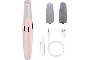 CROWNLITE Portable Electric Foot File Hard Skin Remover, Rechargeable Electric Feet Callus Remover, Professional Pedicure Tool Waterproof with 2 Rollers for Cracked, Removes Dry Skin for Smoother Feet(Pink)