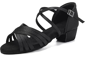 SWDZM Scarpe da Ballo Latino Americano Bambina&Donna Scarpe da Ballo Salsa Bambina con Tacco Basso,Modello 912DB-Child