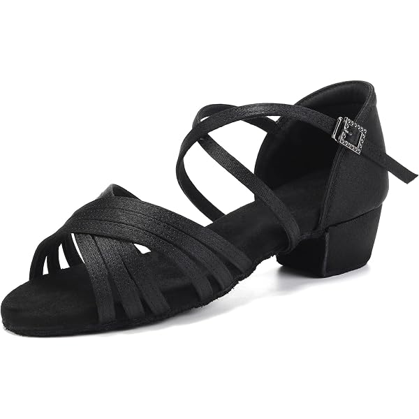 Chaussures Danse Latine Fille Satin Bout Ouvert - Salsa Bachata Talon 3cm