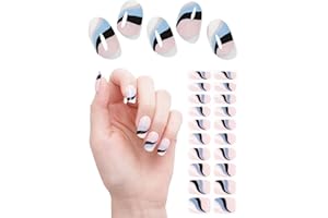 Wahrshei Rayas Francesas Pegatinas de Gel | Pegatinas Uñas Gel | 20 Pcs Gel Semicurado de Pegatinas | Adhesivos para Uñas de Gel, Envolturas de Esmalte de Gel para Uñas