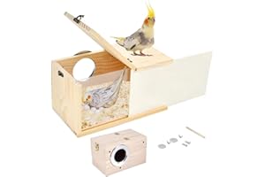 Zyiphor Nistkasten Wellensittich Brutkasten Vogelzuchtbox Holz Zuchtbox Transparentes Design Vogelnest Vogelzucht Vogelhaus für Sittich Exoten Lovebirds Papageien (12x12x19,5cm)