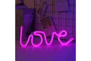 ENUOLI Love Neon Signs Love Light Pink Neon Lights LED Sign for Valentine's Gift Girls Room Kids Room Neon Wall Sign USB/Battery Powered Neon Light up