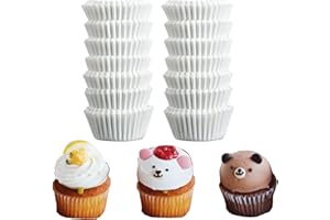 QTUIE Pirottini per Muffin Carta 300Pz Stampi Muffin e Cupcake Cuppetta in Carta per Muffins da Forno 3 cm Piccoli Pirottini per Mini Muffins Cupcake Matrimoni e Feste di Compleanno Bianchi
