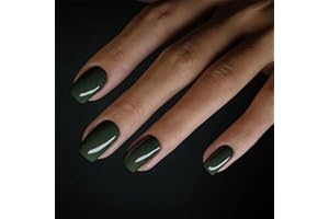 TMUT 24pcs Square False Nails Short Stick on Nails Dark Green Press on Nails Removable Glue-on Nails Fake Nails Women Girls Nail Art Accessories