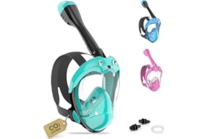 WENISUOW Snorkel Mask Children's Full Mask - CO₂ Safe Diving Mask from 6 Years with Anti-Fog, Anti-Leak, 180° Field of View - Snorkel Full Face Mask Including Silicone & Carry Bag