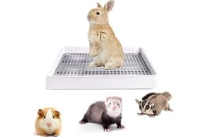 bangminda Boîte à Litière de Lapin Bac à Litière pour Cochon d'Inde avec Grille Corbeille à Litière d'angle pour Lapin Amovible pour Furet Chinchilla Rat Chat Petits Animaux 38,3 x 30,9 x 6,5