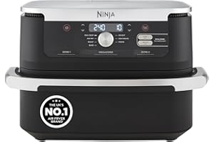 Ninja Foodi FlexDrawer Air Fryer, Dual Zone with Removable Divider, Large 10.4L Drawer, 7-in-1, Air-Fryer Uses No Oil, Air Fry, Roast, Bake, Max Crisp, Non-Stick Dishwasher Safe Parts, Black AF500UK