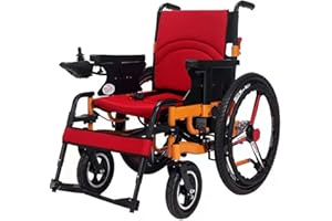 ZYXU Elektrischer Rollstuhl Faltbar, Elektrorollstuhl Faltbar Mit Li-Ion Battery 24V 20Ah, Sitzbreite 50 cm, Gewichtskapazität 120 Kg, Für Ältere Und Behinderte Menschen Leichter Elektrorollstuhl,Rot