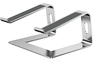 Bewahly Soporte Portátil, Ergonómico Soporte para Ordenador Portátil de Aluminio, Desmontable Ventilado Soporte Portatil Mesa para MacBook Air/Pro, DELL, HP, Lenovo, Acer, 10-17” Laptop Stand (Plata)