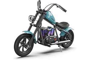 Moto Elettrica per Bambini,HYPER GOGO Cruiser 12 Plus,velocità massima 16km/h,24 volt,altoparlante bluetooth,Imitate jet,3 livelli di velocità,Portata 65kg,autonomia 12km,115x50x72cm (blu)