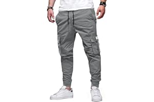 AlvaQ Cargo Work Trousers Mens Casual Work Pants Sweatpants Men Sports Bottoms with Pockets S-XXL