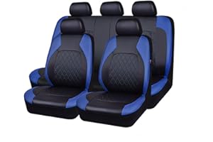 VENYAA Fundas Asientos Coche para Dacia Dokker/Duster Van/Jogger Extreme/Lodgy Stepway/Logan 2000-2023, 9 Piezas Impermeables Transpirable Cuero Juegos de Cubreasientos Interior Accesorios,Blue