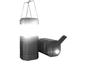 ‎MESQOOL Solar Camping Handkurbel Laterne, Tragbare Ultrahelle LED-Taschenlampe, 30-35 Stunden Laufzeit, USB-Ladegerät, 3000mAh Power Bank, Elektronische Laterne für den Außenbereich, Wanderlesung, Notfall