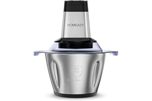 Homeasy Food Processor, Meat Grinder 2.5L Meat Blenders Food Chopper for Meat, Vegetables, Fruits and Nuts, Food Grinder Stainless Steel Bowl 500W 3 Speed