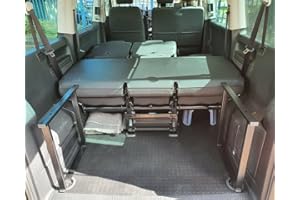 BREMER SITZBEZÜGE Consolle Multiflexboard Verniciata a Polvere Compatibile con VW T5 T6 T6.1 Transporter Caravelle Nero Consolle/Accessori T5 / Estensione del Letto T6 / Altezza 51 cm / 2 Pezzi in