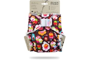 ‎PETIT LULU Petit Lulu Nachtwindel | Maxi-Night Höschenwindel (7-16 kg) Klett | Bambus & Bio Baumwolle Stoffwindeln | Made in Europe (Cupcakes)