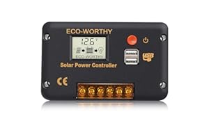 ECO-WORTHY Regolatore di Carica Pannello Solare 30 A 12V/24 V, con Display LCD, Doppia Porta USB. Adatto per Batterie al Litio, Batterie al Piombo, Pannelli Solari Fotovoltaici