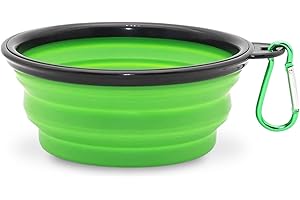 SOLUZIONIGIARDINO Bol de voyage pour chiens et chats 450 ml pliable pour eau et croquettes en silicone portable avec mousqueton, accessoires pour animaux (vert)