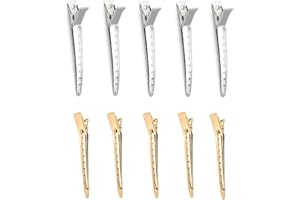 OMBRISA Pin Curl Clips 24 pcs, Hair Clips for Styling 3.5 Inch, Metal Hair Clips, Rustproof Hair Sectioning Clips with Holes, Hair Styling Clips for Hair Extensions Hair Coloring Salon (sliver+gold)