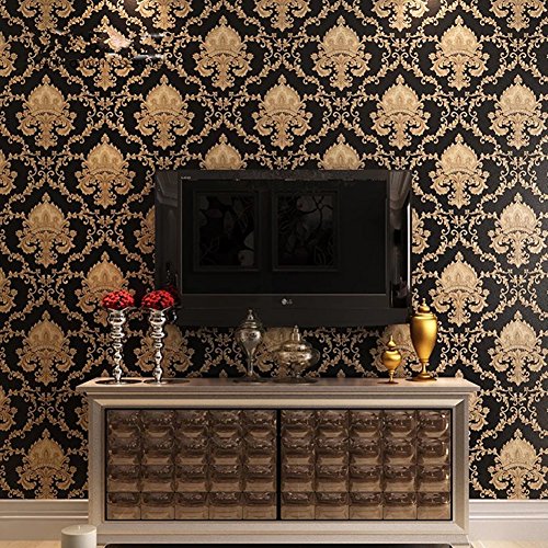 yancorp Gold Schwarz Luxus Viktorianischer Damast, geprägte Struktur Tapete 53,3 x 1.000,8 cm Zoll, Bezüge 57 quadratisch Füße - 2