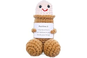 PYEUIFT Positiver Penis, Motivationsgeschenke, Gute Besserung, Lustig und süß Glücksbringer Geschenke, Kreative gestrickte Wollpuppe mit positiver Energiekarte, Einschulung Geschenk