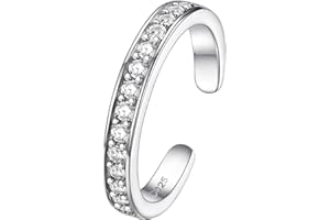 FOCALOOK 925 Sterling Silver Open Adjustable Toe Rings for Women Ladies Antique Infinity Celtic Cubic Zirconia Plain Band Ring Summer Beach Foot Jewellery(With Gift Box)