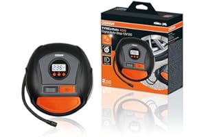 OSRAM TYREinflate 450, gonfleur de pneu numérique avec lumière LED, compresseur d'air portable 12 V pour pneus de voiture, alimentation allume-cigare, gonflage des pneus en 3,5 min