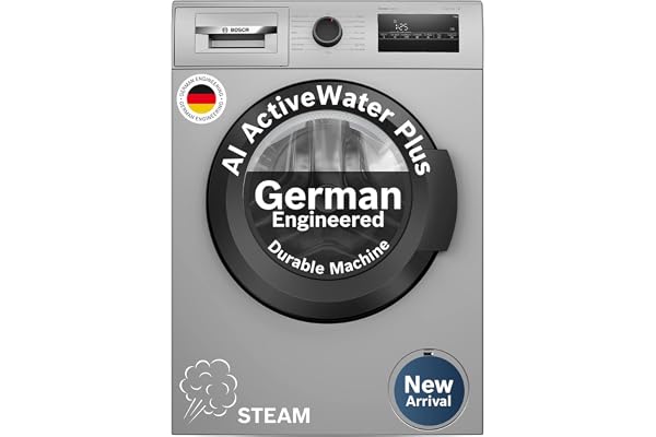 Bosch 7 kg 5 Star Front Load Fully-Automatic Washing Machine, Antibacterial Tech, AI ActiveWater, 15 Wash Programs, 53L Large