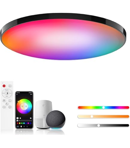LED plafondlamp Sligo, dimbaar, RGBW, nachtlampje
