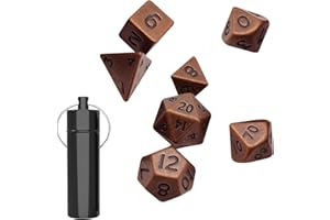 Yuqilin 7 Piezas Dados de rol, Dados Poliedricos, Juego de Dados, Dados DND Traje, con Estuche de Dados Llavero, para Dragones y Mazmorras RPG MTG Dados Juego de Mesa Regalos (Cobre Rojo Envejecido)