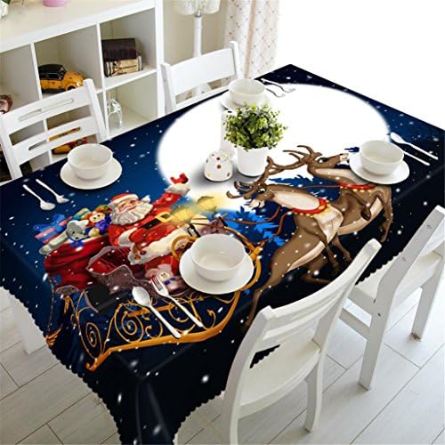 Dbtxwd 3D Polyester Tablecloth Christmas kitchen decoration Thickened Dust-proof Picnic Table Top Cover , 2 , c