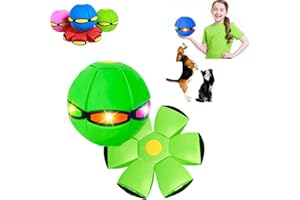 GENERIC Flying Saucer Ball Dog Toy, Portable Flying Saucer Toy, Doggy Disc, Magic Dog Frisbee,Outdoor Sports Dogs Training, Fun Puppy Interactive Fly Flat Throw Disc Balls Toy (Green)