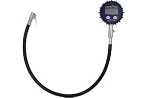‎GOODYEAR GOODYEAR Reifendruck-Prüfer mit digitaler Druckanzeige mit Beleuchtung, Messgerät für Auto, Motorrad, LKW, Messbereich: 0-10 bar, Schlauchlänge: 50 cm, schwarz