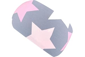 ‎WOLLHUHN Wollhuhn ÖKO Mädchen/Damen/Buben Cooles Elastisches Stirnband/Haarband Bequem Jersey Baumwolle Viele Motive 21215155 (Big Stars Grau/Rosa/Pink)