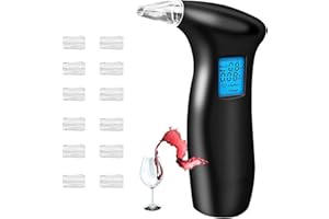 YRHWS Breathalyzer & Alcohol Tester with 12 Mouthpieces, Portable Alcohol Breath Tester Professional Breathalysers with LCD Display Digital Fast, High Accuracy