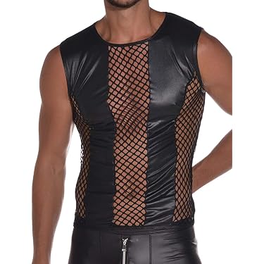 Maglia da donna con effetto bagnato, scollo rotondo, in pelle, in lattice, senza pancia, con scollo rotondo, lingerie erotica, Colore: rosa., S