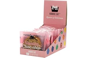 Kookie Cat Vanilla Choc Chip Galletas Veganas Envueltas Individualmente, Sin Gluten, Sin Soja, Bio y Orgánicas, Anacardos y Avena-Paquete Múltiple de 12 x 50 g