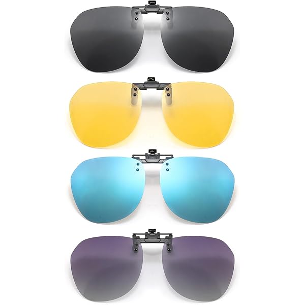 Hifot Clip-On Occhiali Da Sole Polarizzati 2 Pezzi - Lenti UV400 Grigio/Blu, Adatti Sopra Occhiali Da Vista, Flip Up 180°