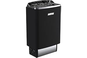 Harvia Top Steel forno elettrico per sauna 4,5 kW con controllo integrato per il montaggio a parete (M45 nero senza pietre per sauna)